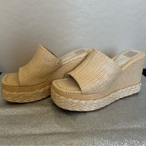 Dolce Vita Woven Platform Wedge Slide Platforms Y2K straw braided size 9 Summer
